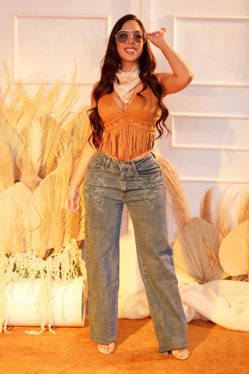 Western Embroidered Denim Jeans
