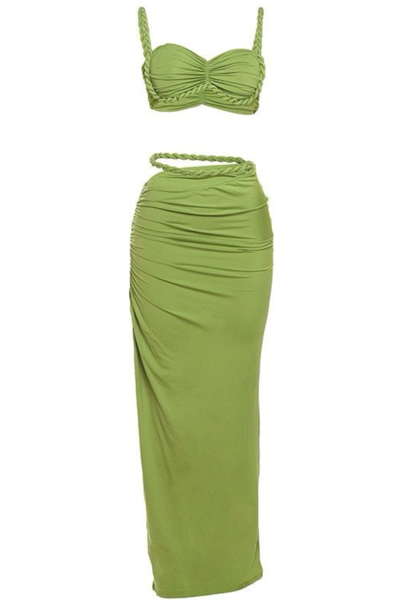 Costa Ruched Cami Top and Cut Out Skirt Set