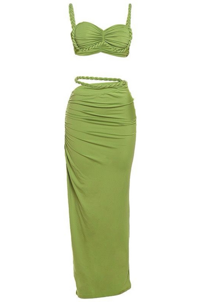 Costa Ruched Cami Top and Cut Out Skirt Set