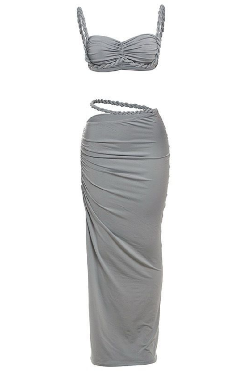 Costa Ruched Cami Top and Cut Out Skirt Set
