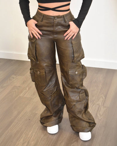 Vintage Leather Cargo Pants