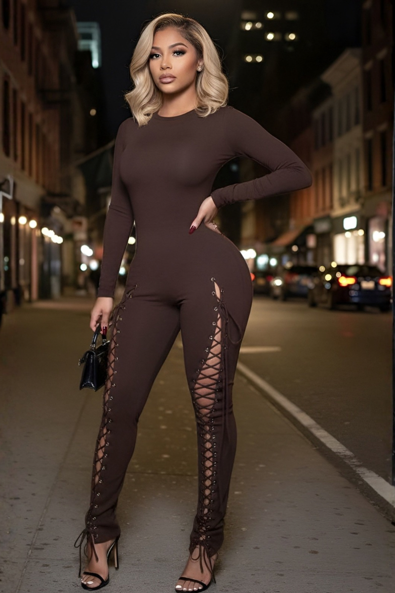 LACE UP JUMPSUIT