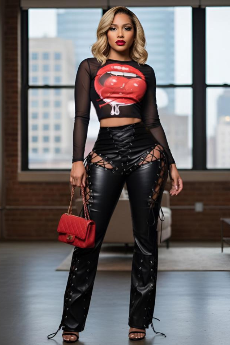 Lace Up Leather Pants