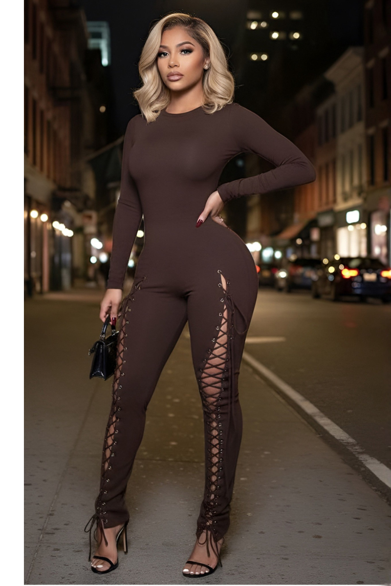 LACE UP JUMPSUIT