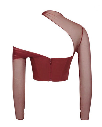 Muah Burgundy mesh corset top